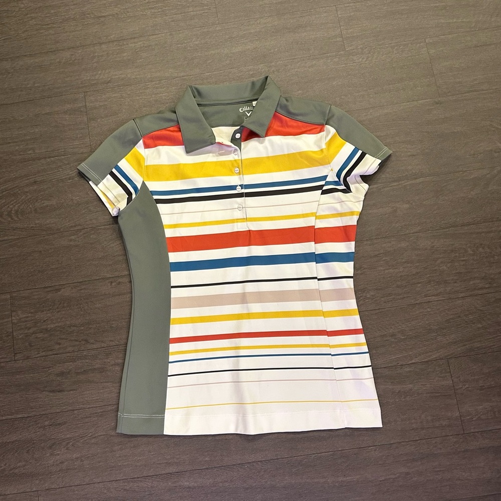 Callaway women’s striped shortsleeved polo. Size medium